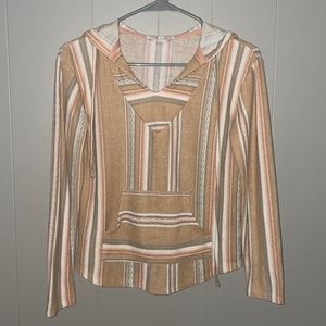 Wallflower boho striped soft hooded shirt with pocket size small